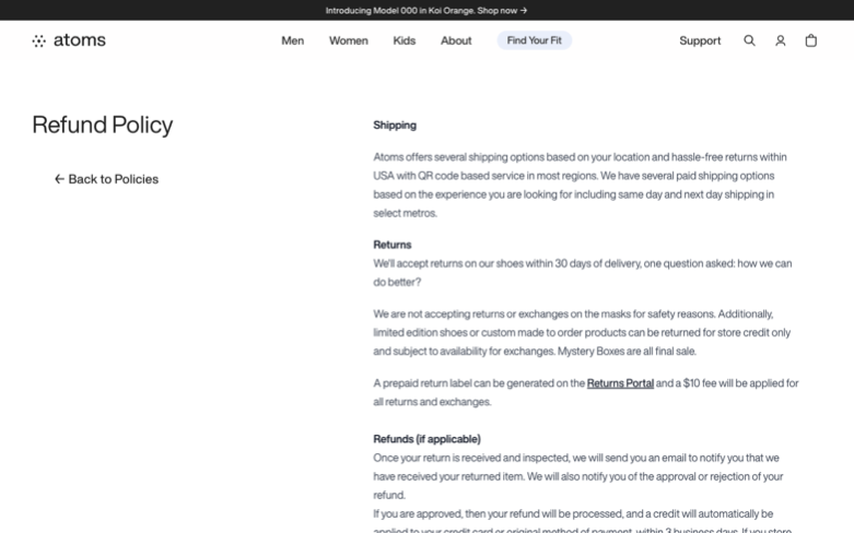 Atoms page where the agent's errand stalled — the last screen before it stopped