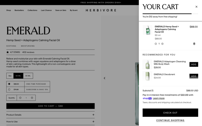 Herbivore page where the agent's errand stalled — the last screen before it stopped