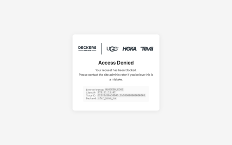 HOKA page where the agent's errand stalled — the last screen before it stopped