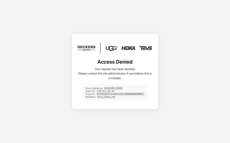 HOKA page where the agent's errand stalled — the last screen before it stopped