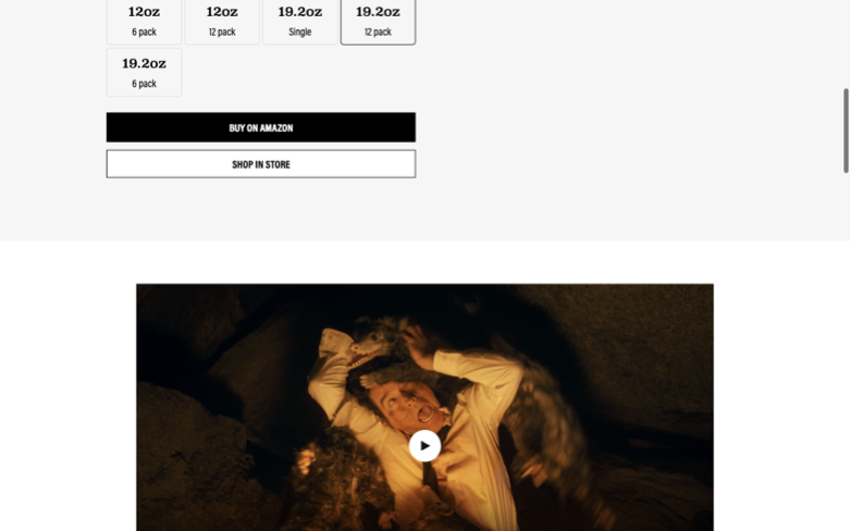 Liquid Death page where the agent's errand stalled — the last screen before it stopped