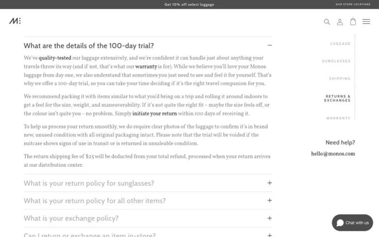 Monos page where the agent's errand stalled — the last screen before it stopped