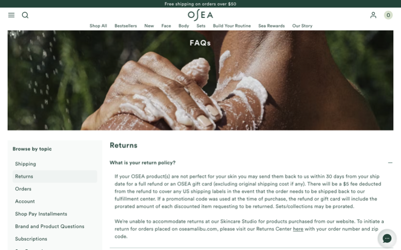 OSEA page where the agent's errand stalled — the last screen before it stopped